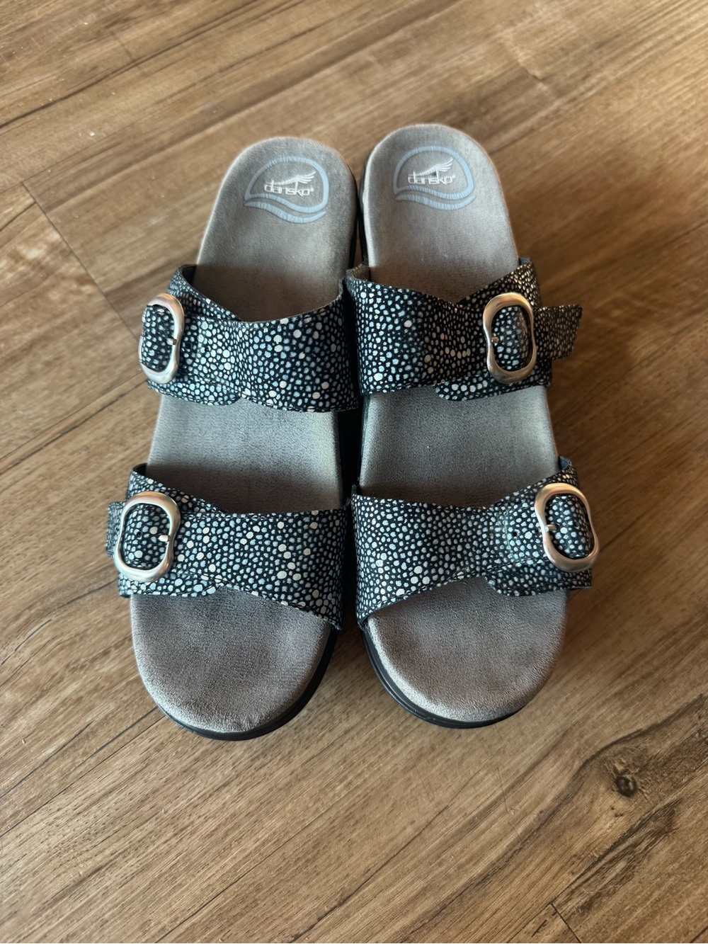 Dansko Sophie Sandals Womens EU 42 Double Strap Shoes Black Blue